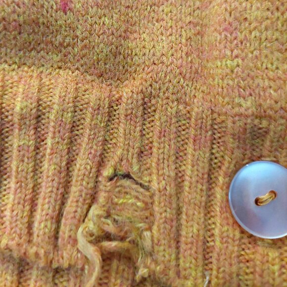 Pure Vintage 1940s-1950s Woven Yellow & Orange Long Sleeve Cardigan Sweater - Picture 9 of 12
